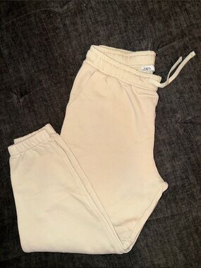 ZARA Cream Mens Sweatpants with Drawstring Waist